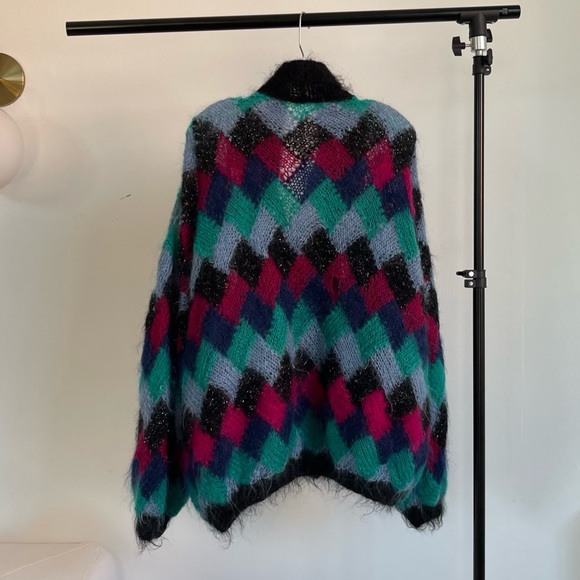80s Vintage oversized knit cardigan size L - Picture 2 of 2